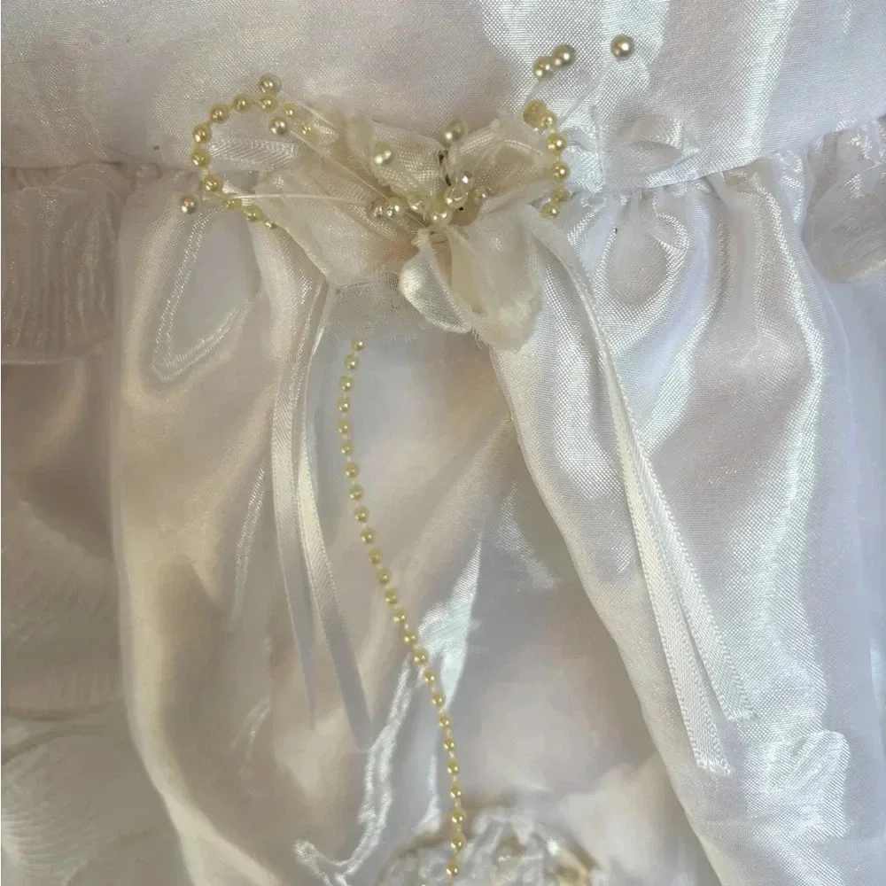 Baby 0-3 mo Alegria baptism gown w embroidered Mary. Like new cndtn.